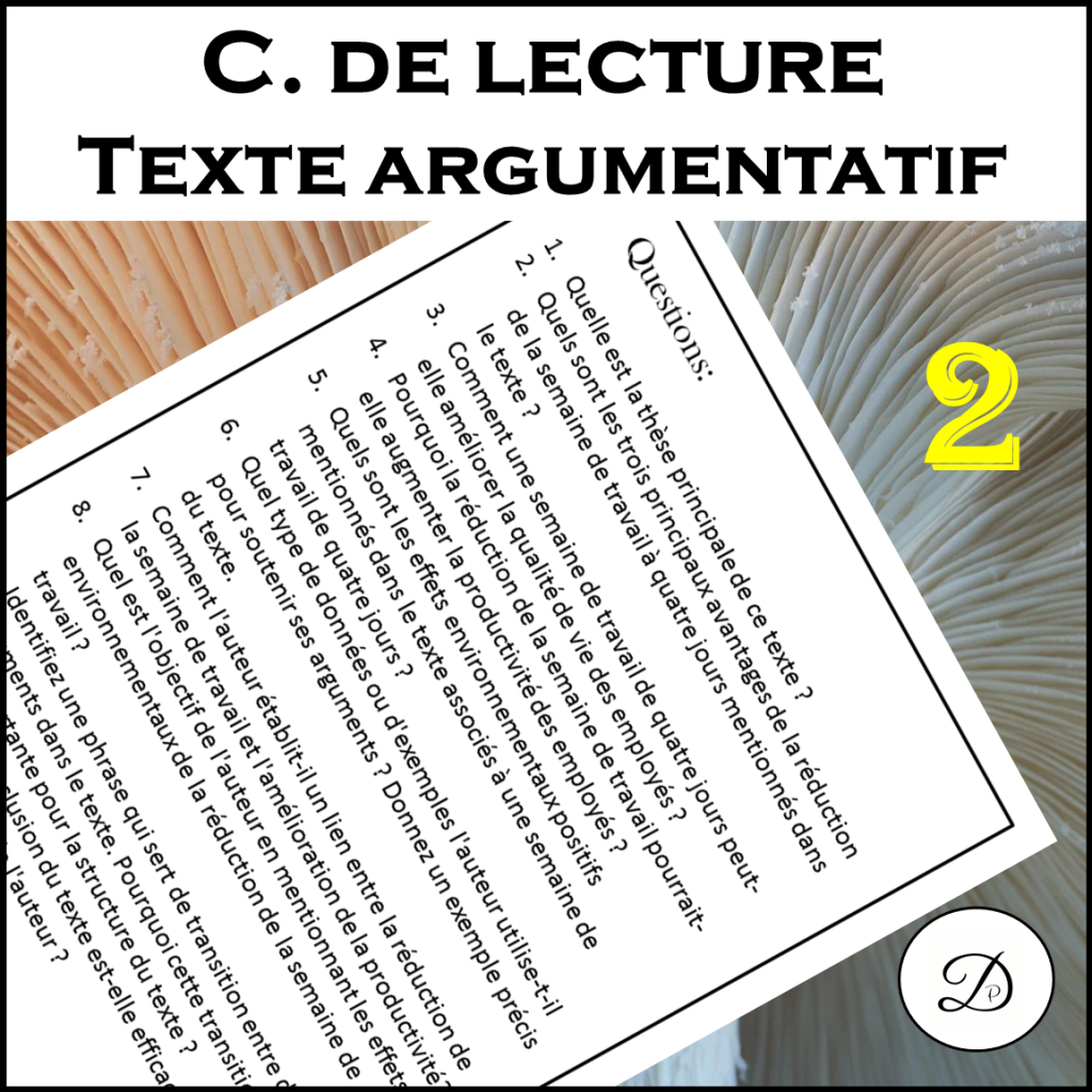Compréhension de lecture - Texte argumentatif (2) / French Reading ...