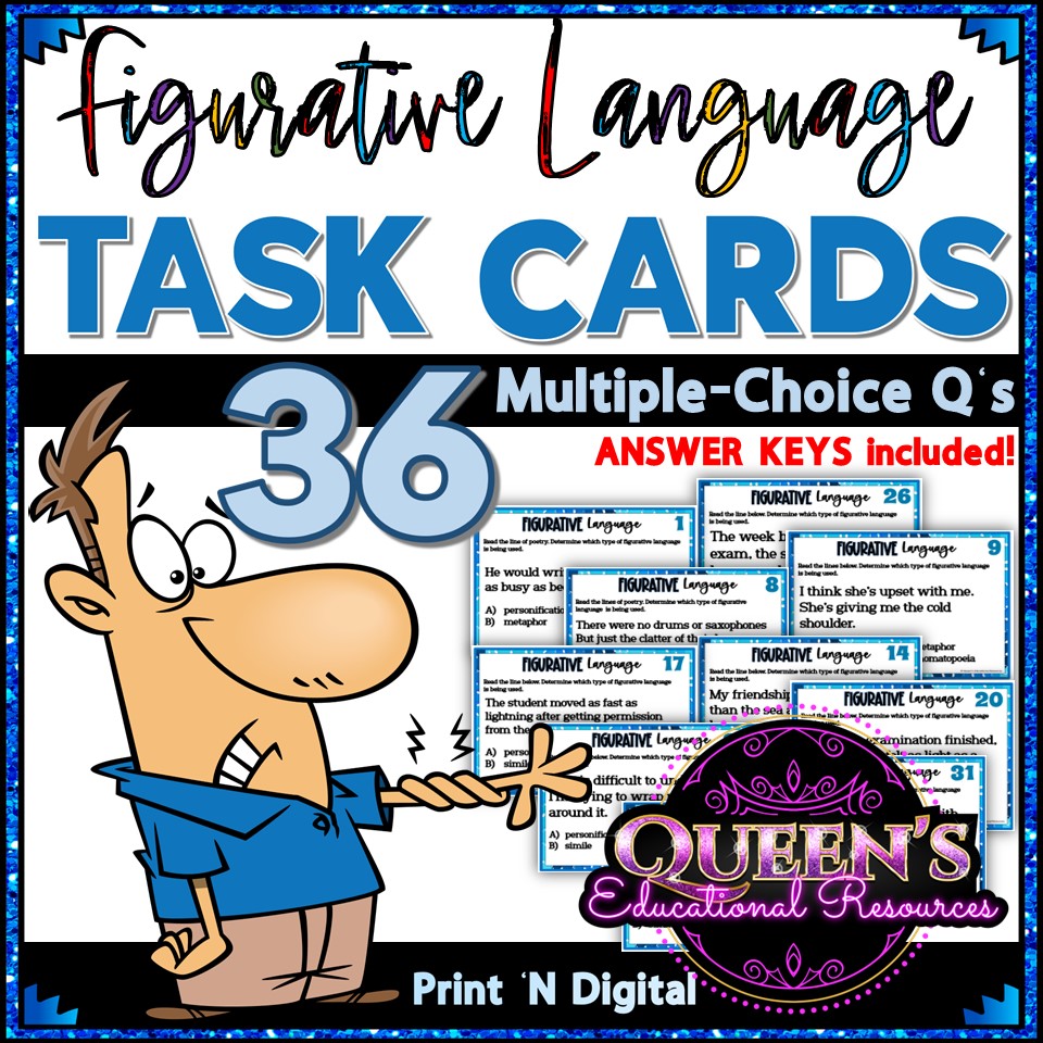 Figurative Language Task Cards | Multiple-Choice Task Cards | Reading Comprehension