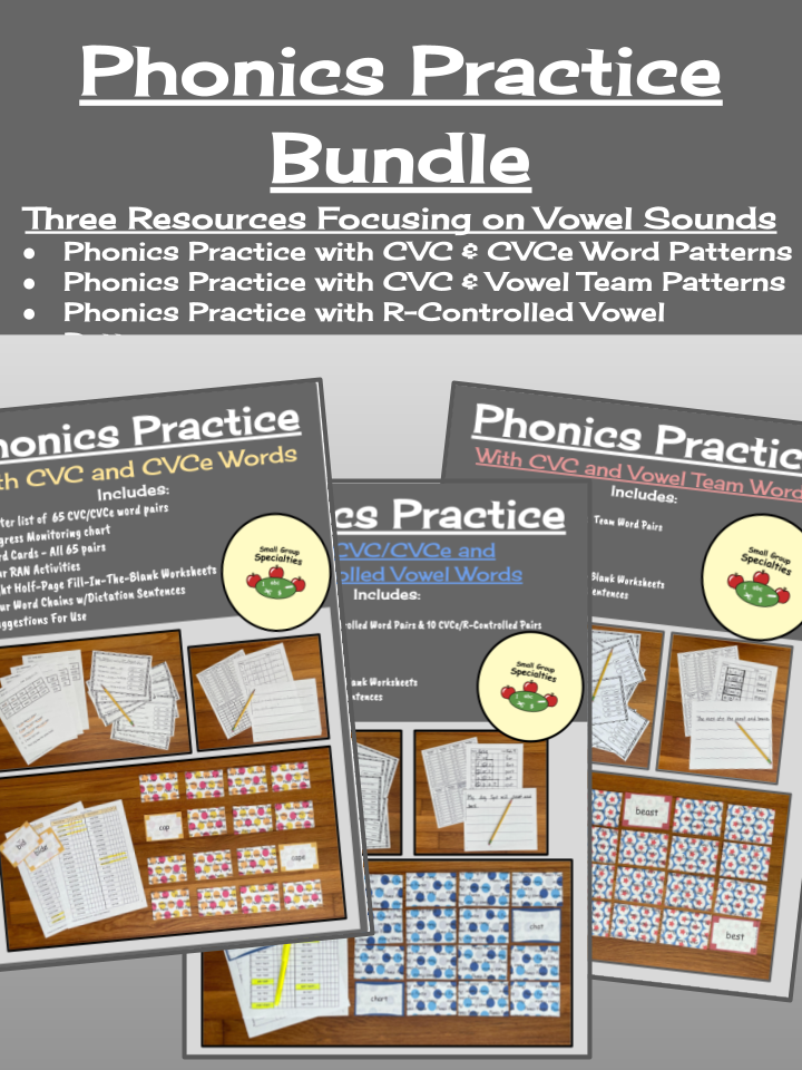 Phonics Practice Bundle: Short, Long and R-Controlled Vowel Patterns