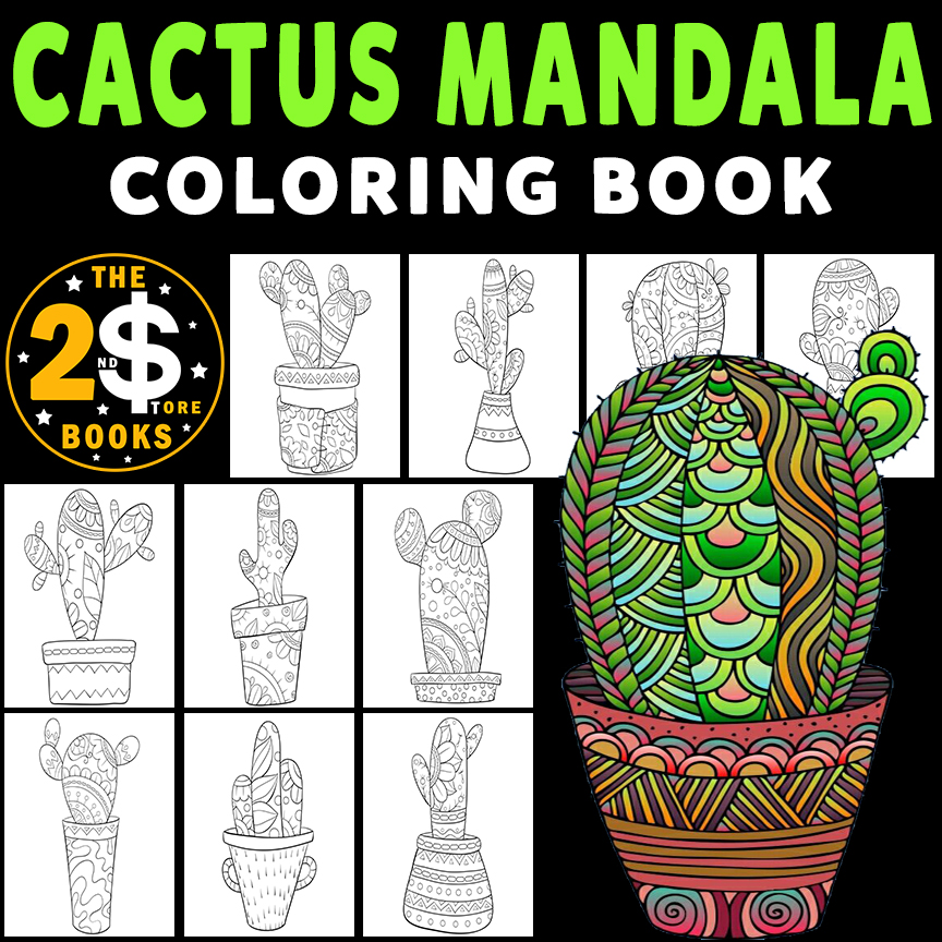Cactus Mandala Coloring Book - 12 Pages | Made By Teachers
