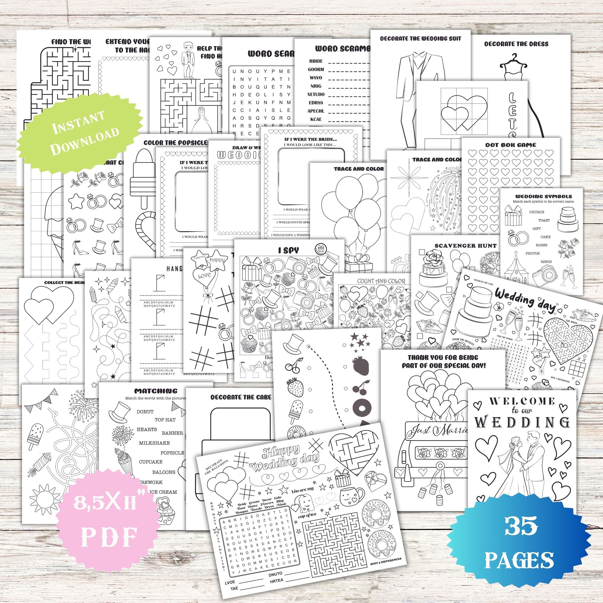 Kids Wedding Coloring Activity Book for Kids Table Wedding Sheets Set Placemats Kids Activity Kits