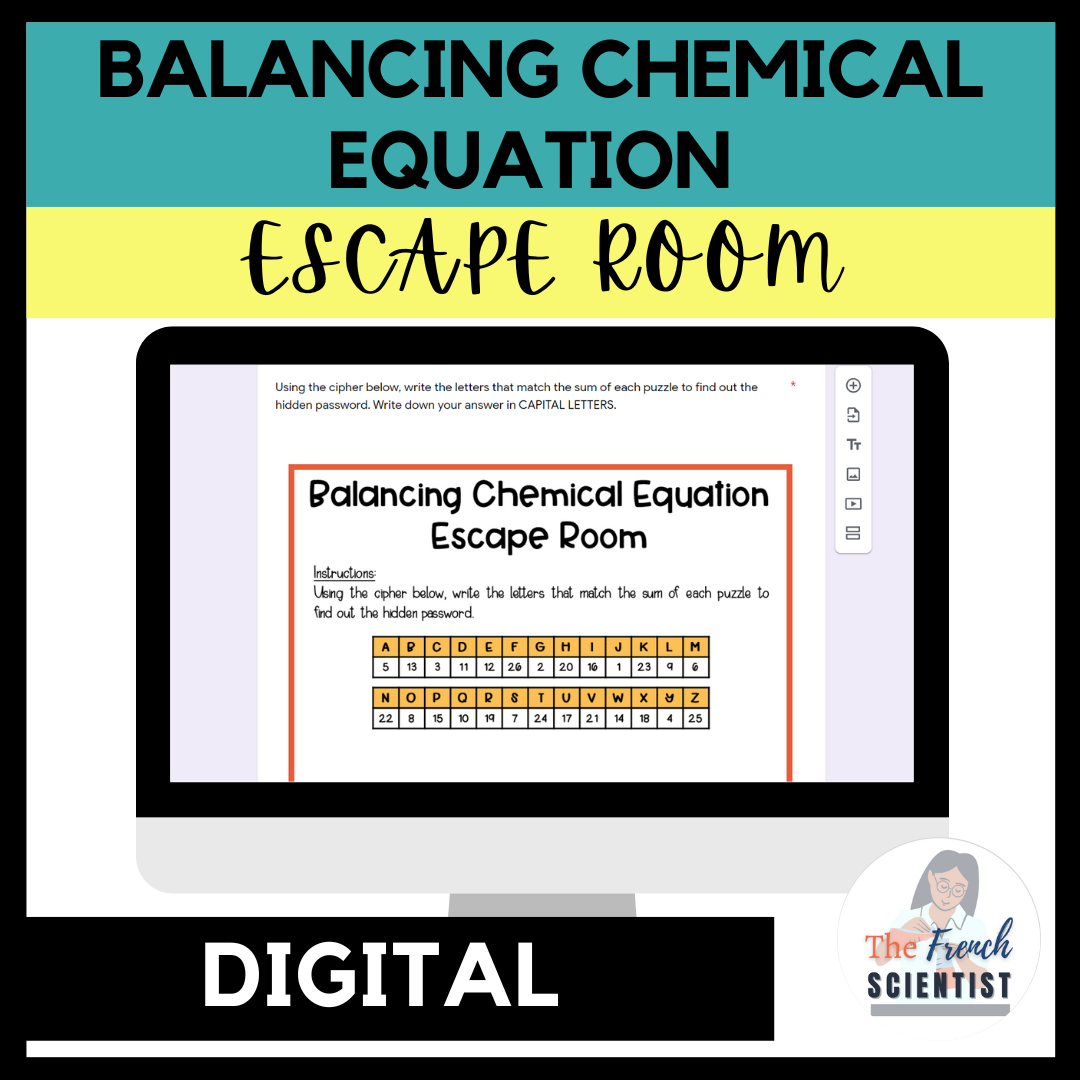 CHEMISTRY Balancing Chemical Equation Escape Room Activity[Digital Version]