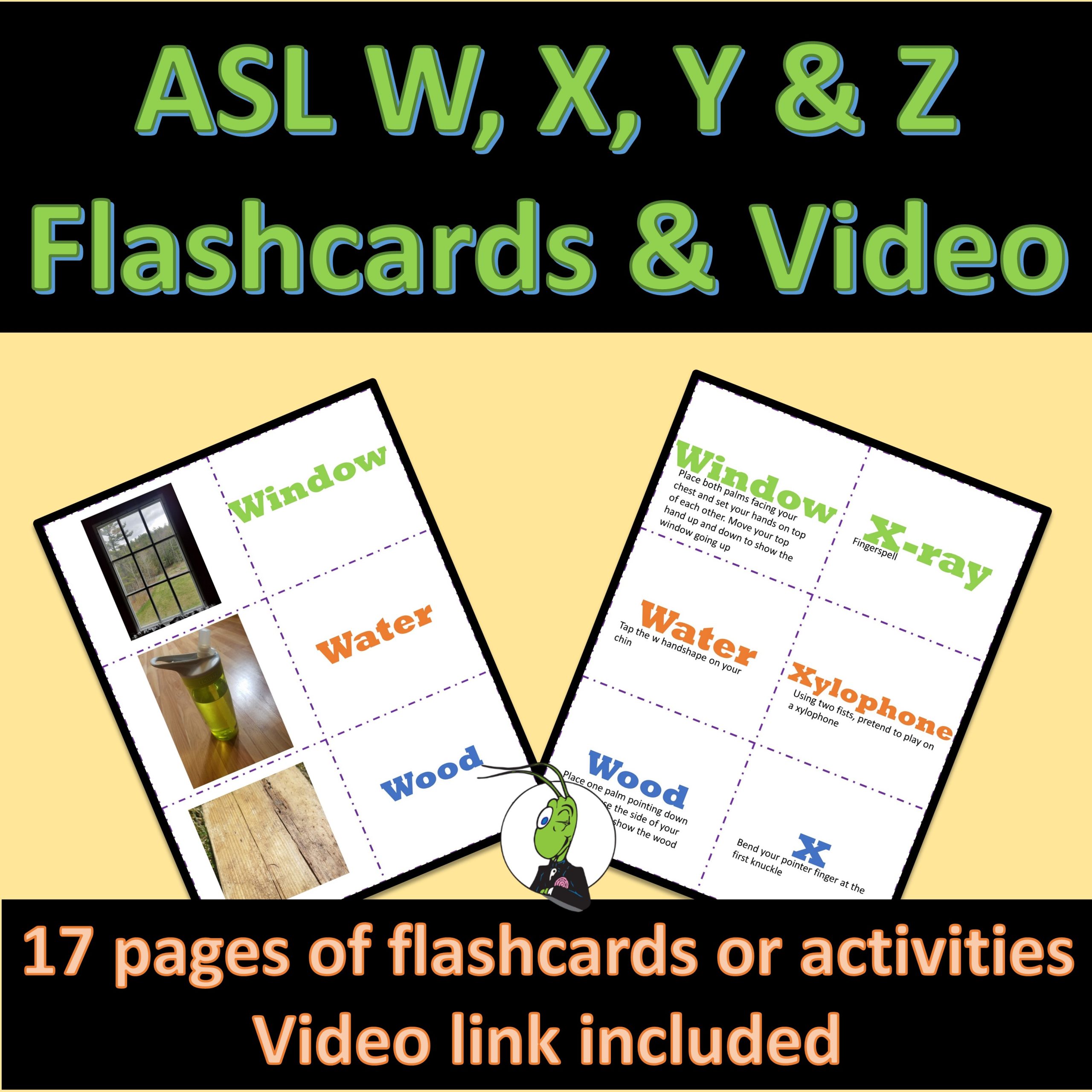 Alphabet Speech and Language Sign Language Activities Letters W, X, Y, Z (ASL)