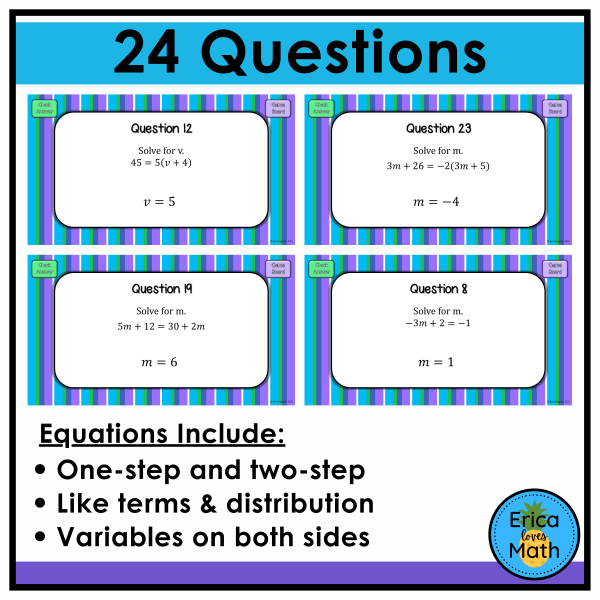 Solving Equations PowerPoint Review Game | Made By Teachers