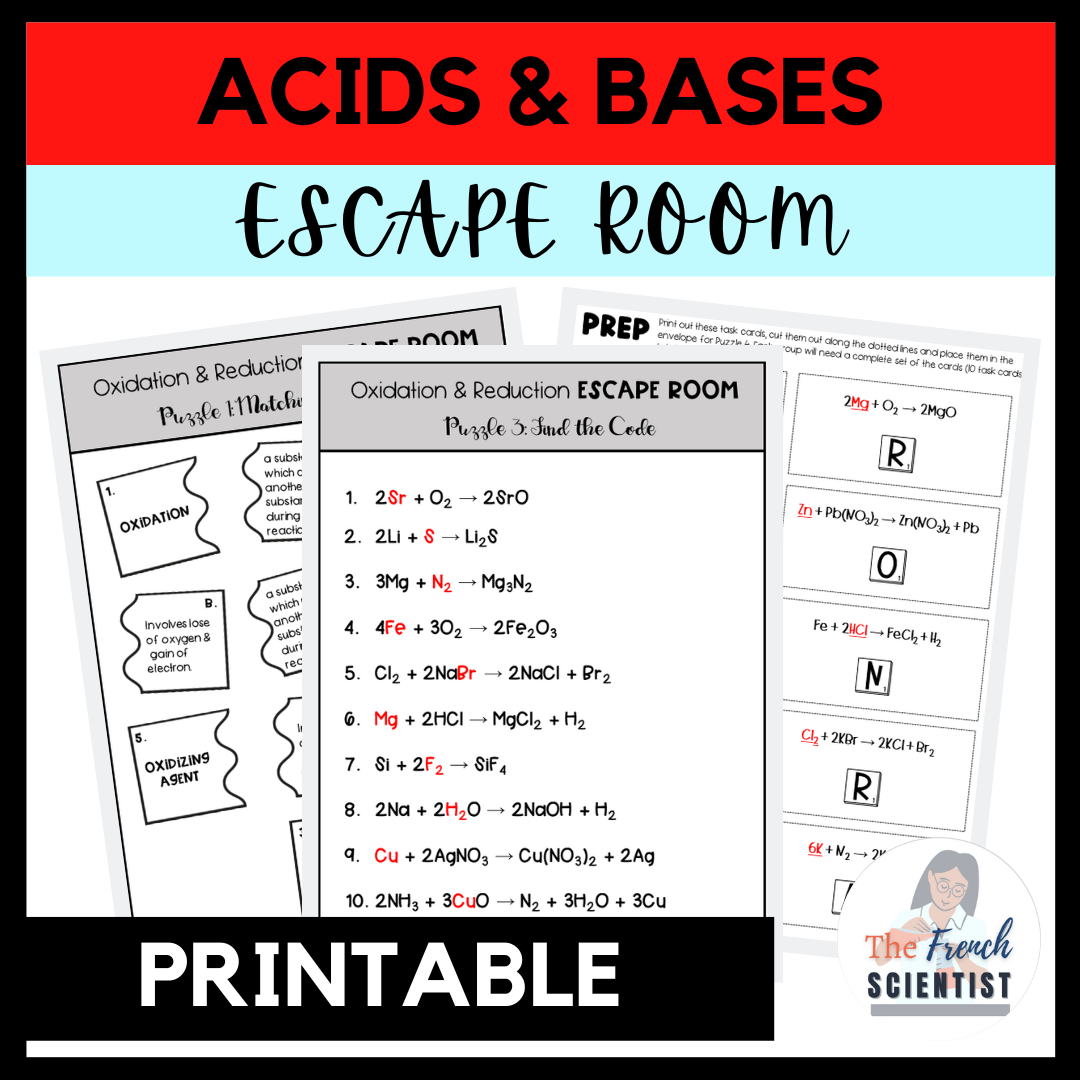 CHEMISTRY Acids & Bases Escape Room Activity [Printable PDF]