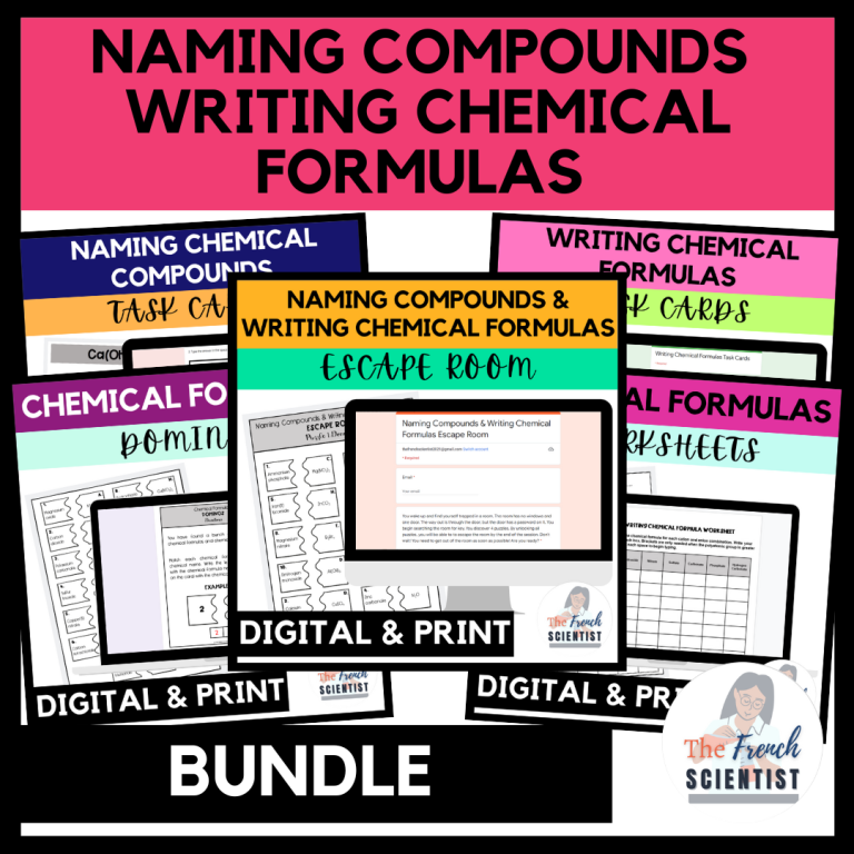 CHEMISTRY Naming Compounds & Writing Chemical Formulas BUNDLE - Made By ...