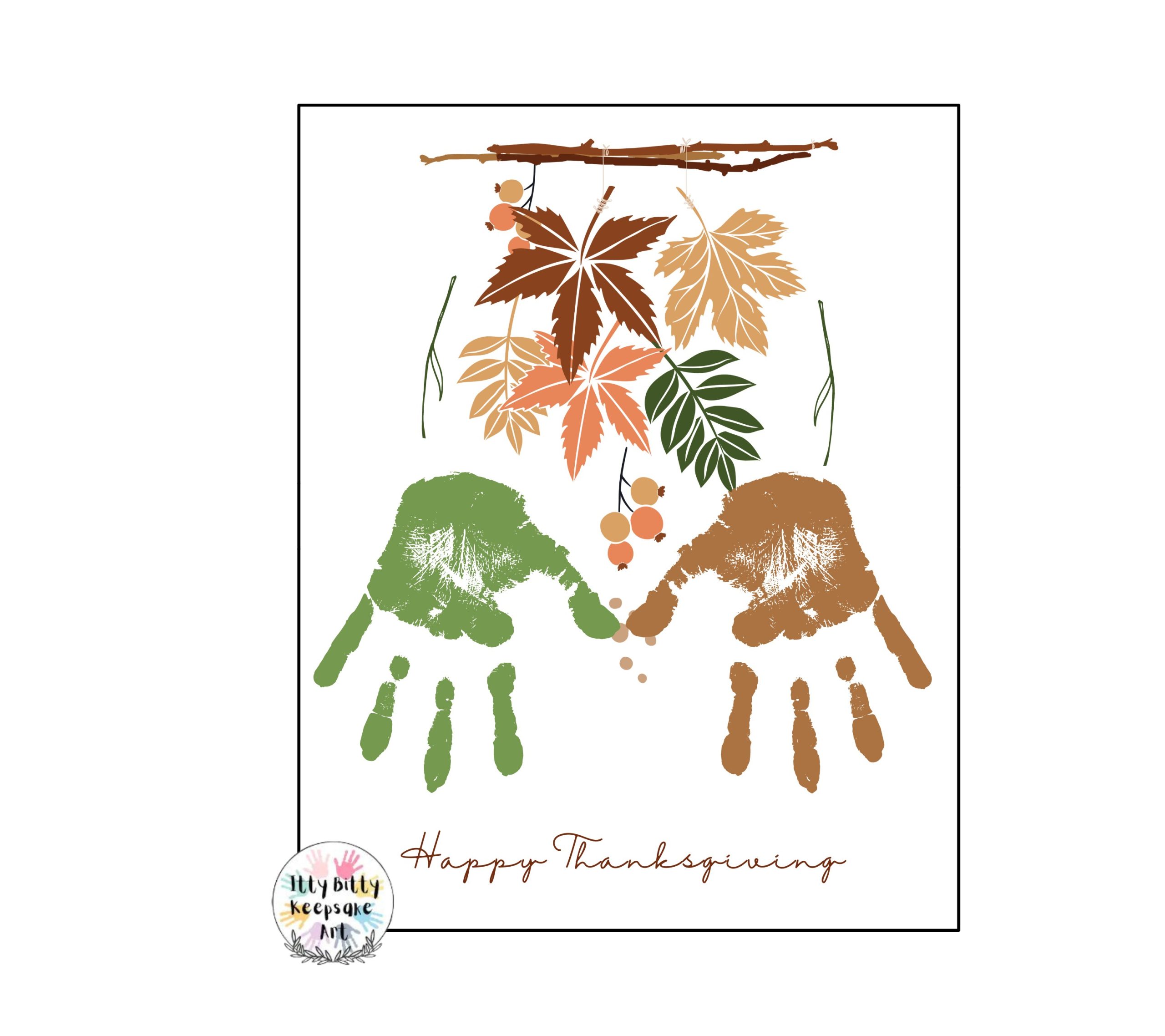 Thanksgiving Handprint Art Craft Printable Template / Fall Craft / Autumn Leaves