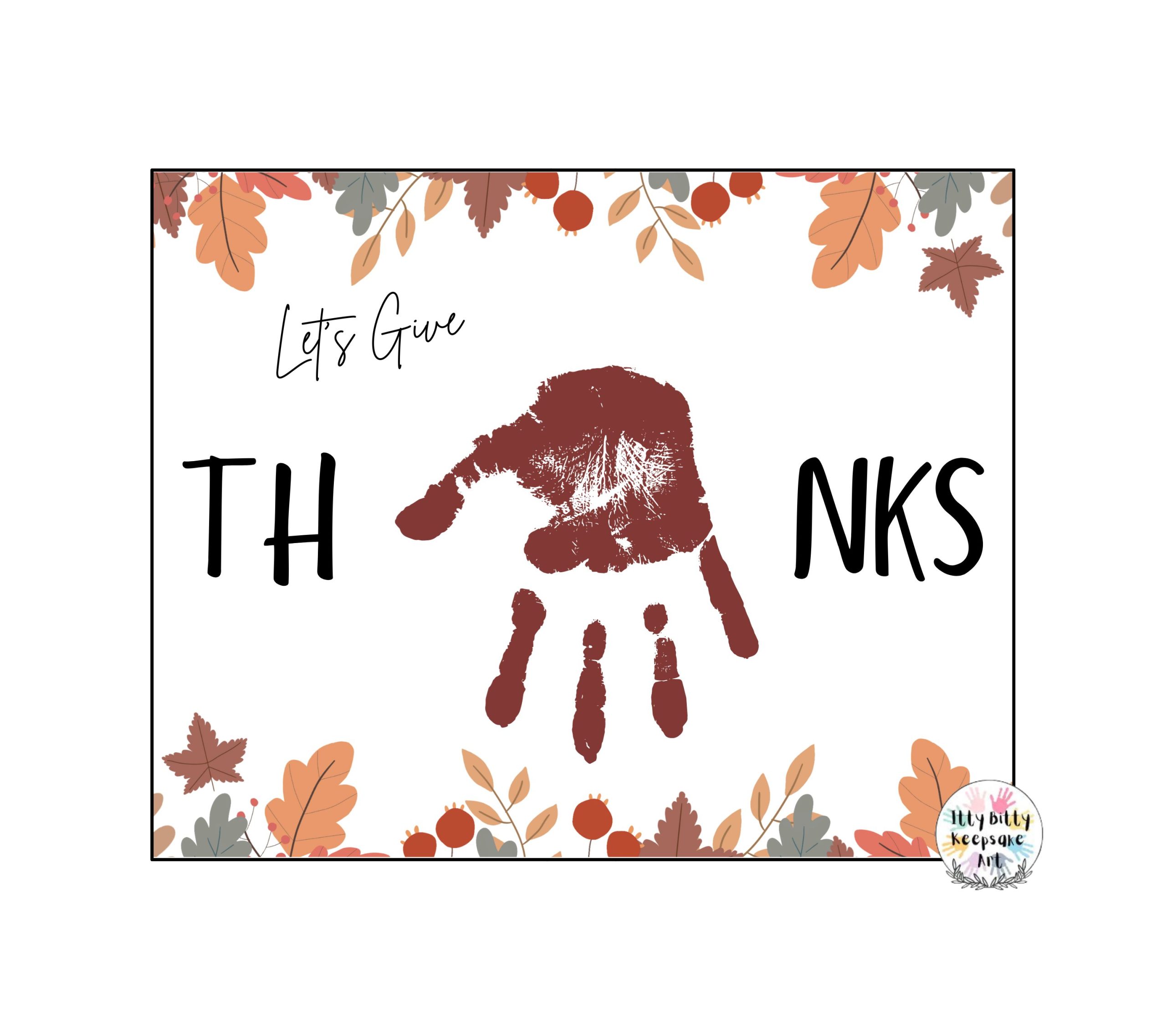 Giving Thanks Handprint Art Craft Printable Template / Fall Craft / Autumn / Thanksgiving