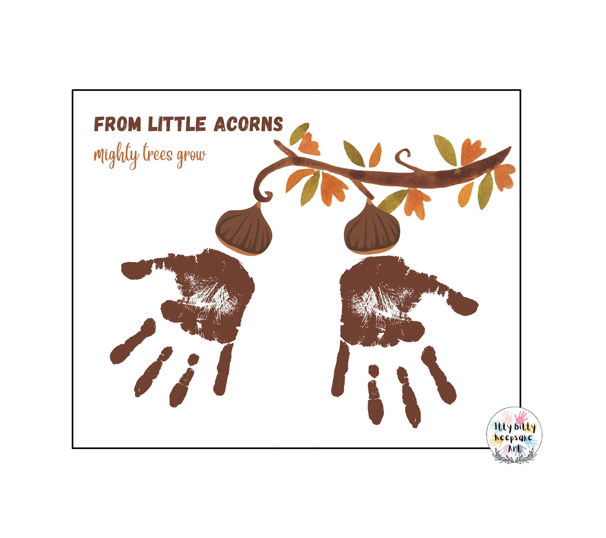 Fall Acorn Tree Handprint Art Craft Printable Template / Fall Craft / Autumn