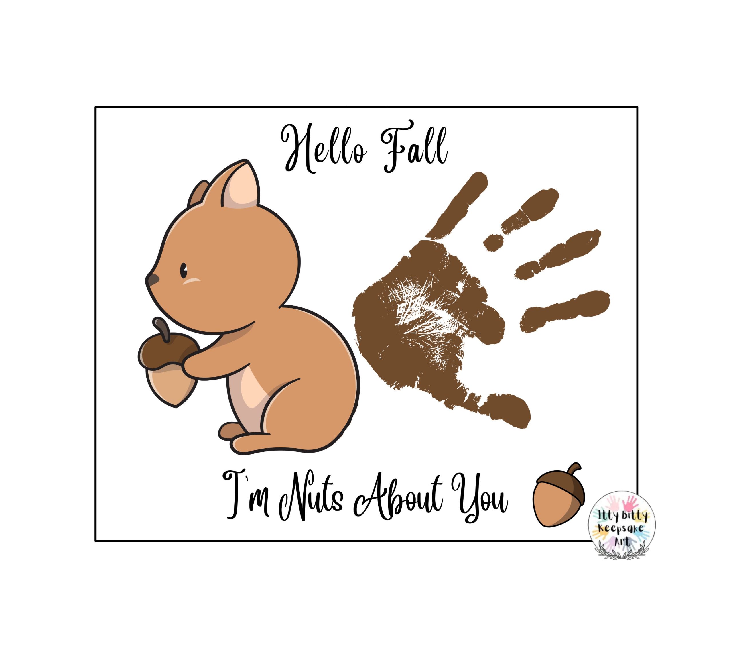 Nuts About You Handprint Art Craft Printable Template / Fall Craft / Autumn / Squirrel
