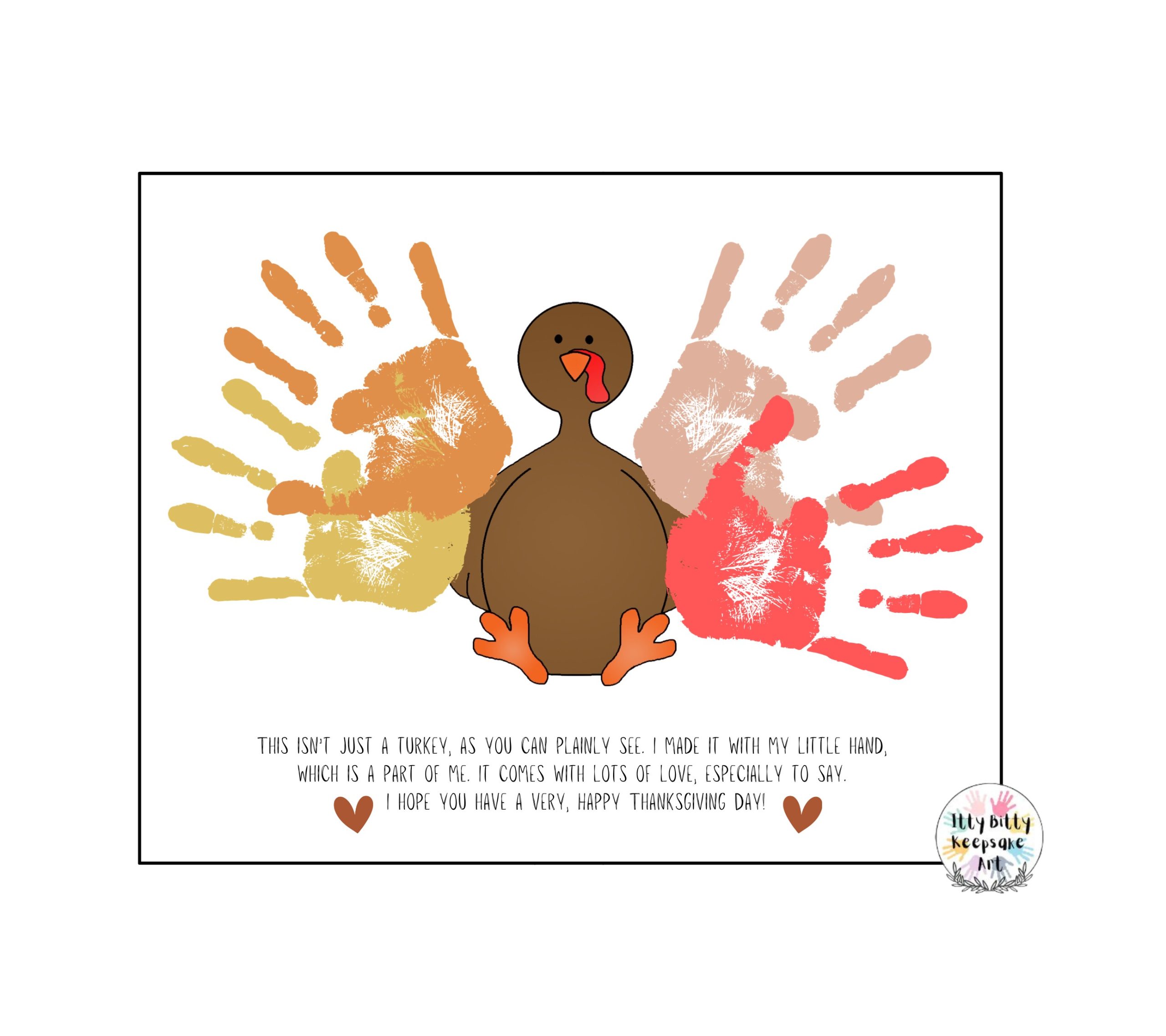 Thanksgiving Poem Handprint Art Craft Printable Template / Fall Craft / Autumn / Turkey