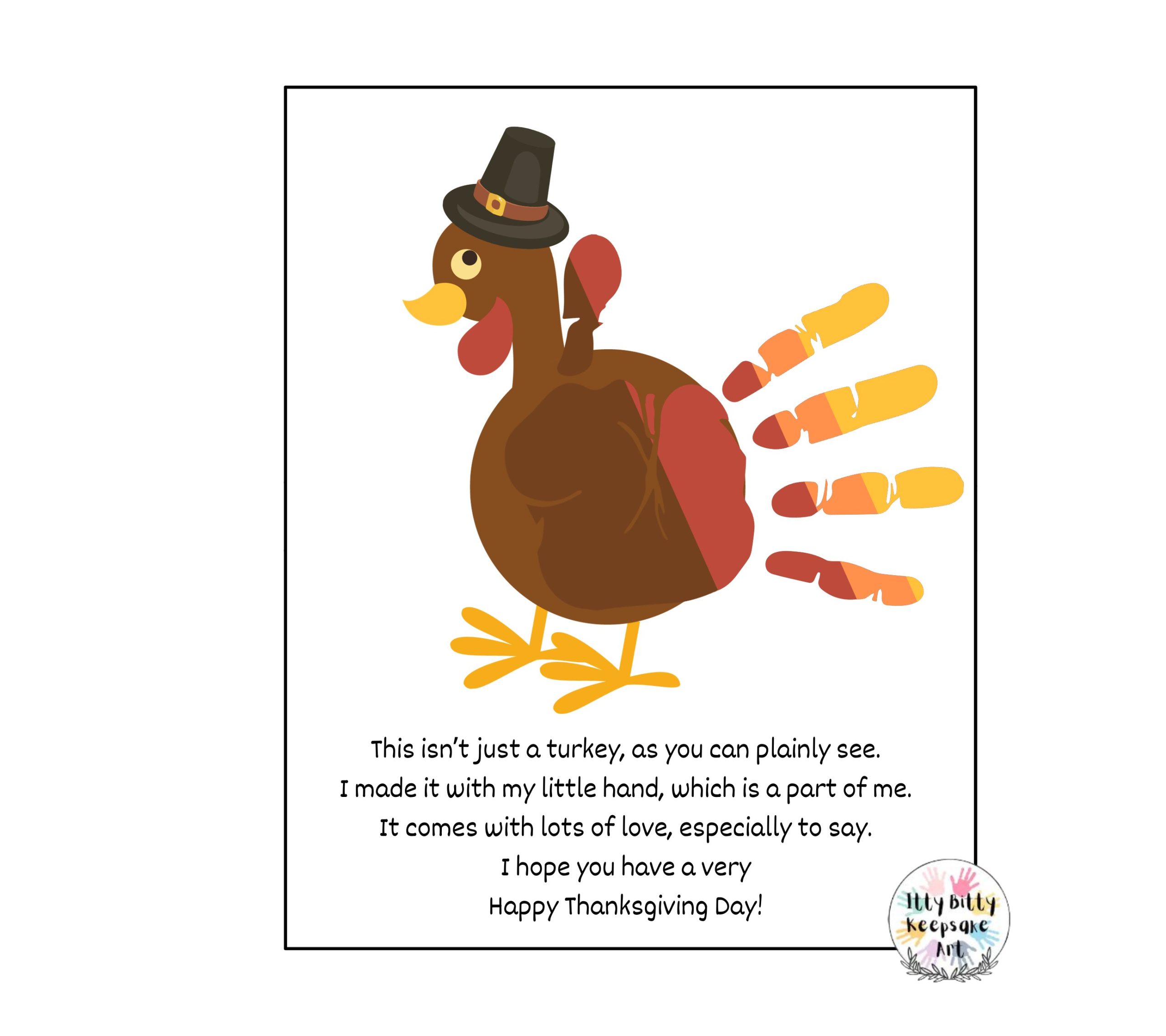 Turkey Poem Handprint Art Craft Printable Template / Fall Craft / Autumn