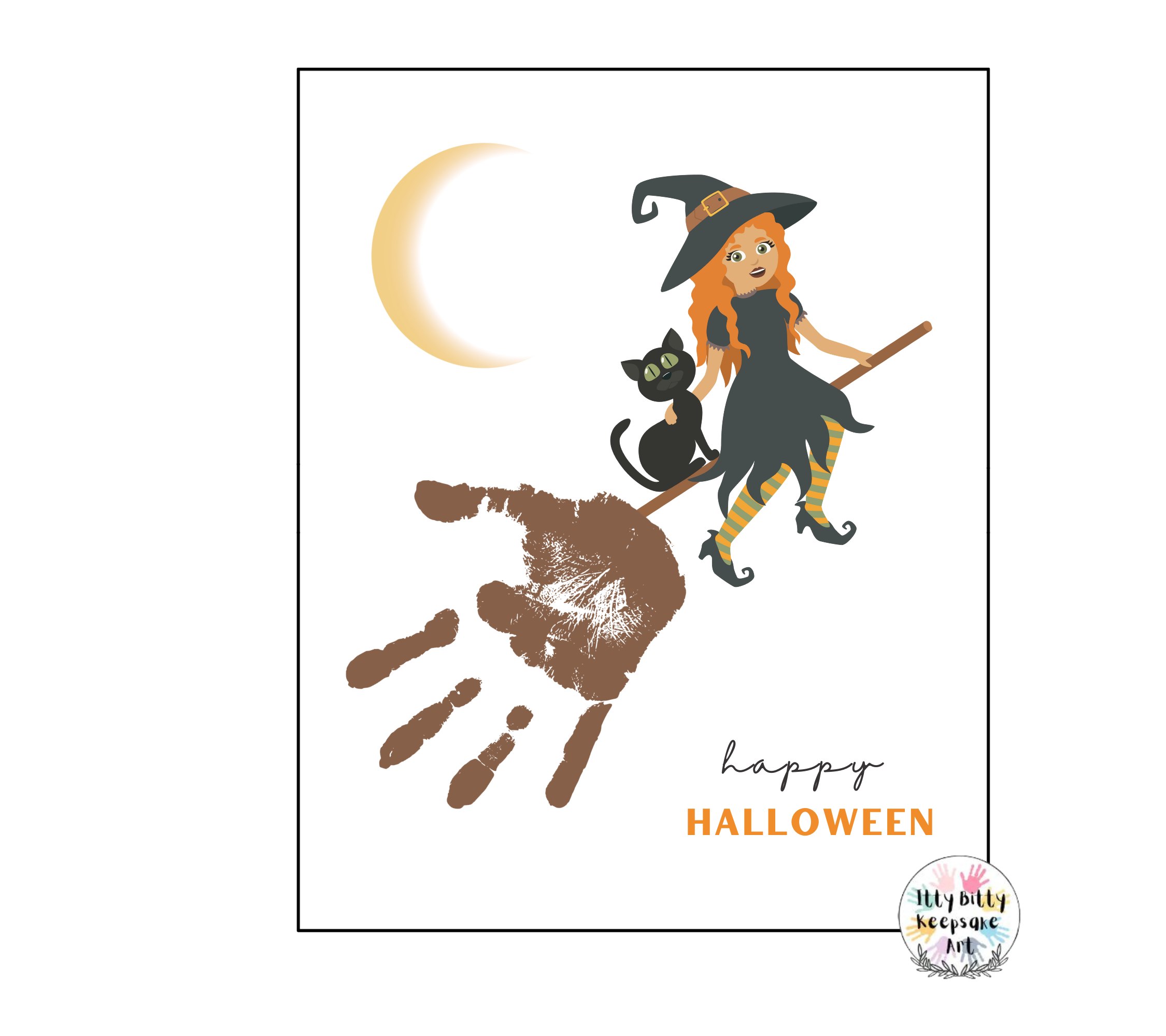 Witch Handprint Art Craft Printable Template / Fall Craft / Autumn / Halloween