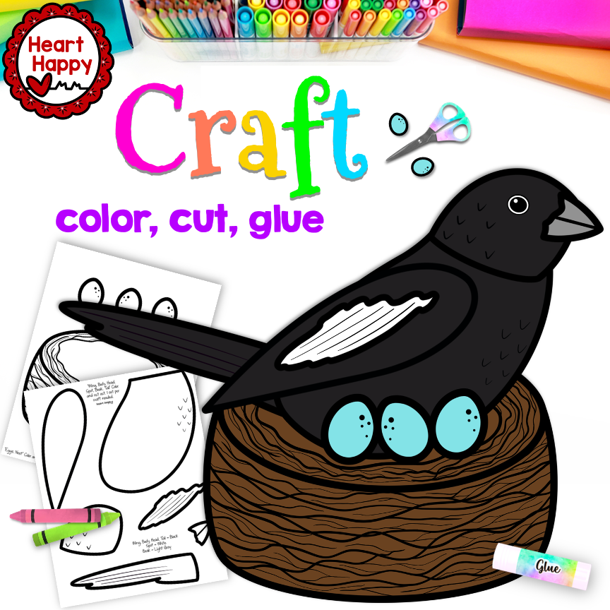 Lark Bunting Bird Craft | Colorado State Symbols | Spring Craft