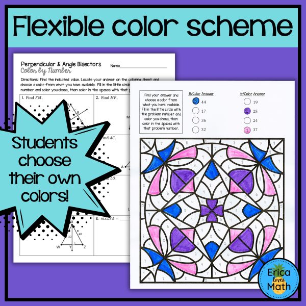 Perpendicular & Angle Bisectors Color by Number Activity - Made By Teachers