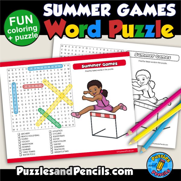 Summer Games Word Search Puzzle Activity and Coloring | Made By Teachers
