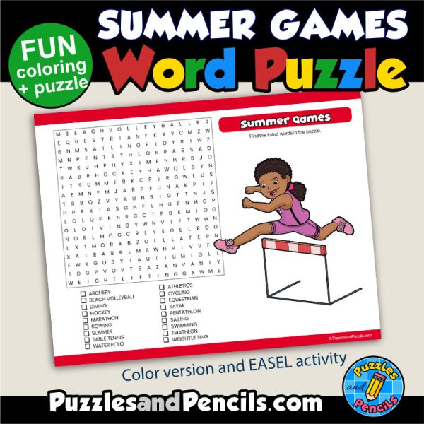Summer Games Word Search Puzzle Activity and Coloring | Made By Teachers