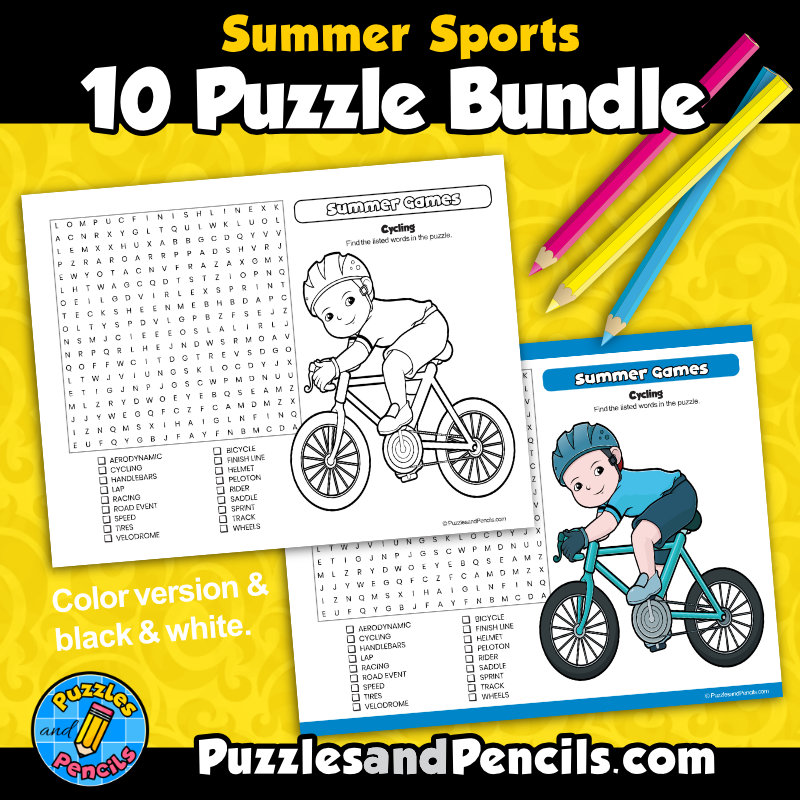 Summer Games Word Search Puzzle Activity BUNDLE | 10 Wordsearch Puzzles ...