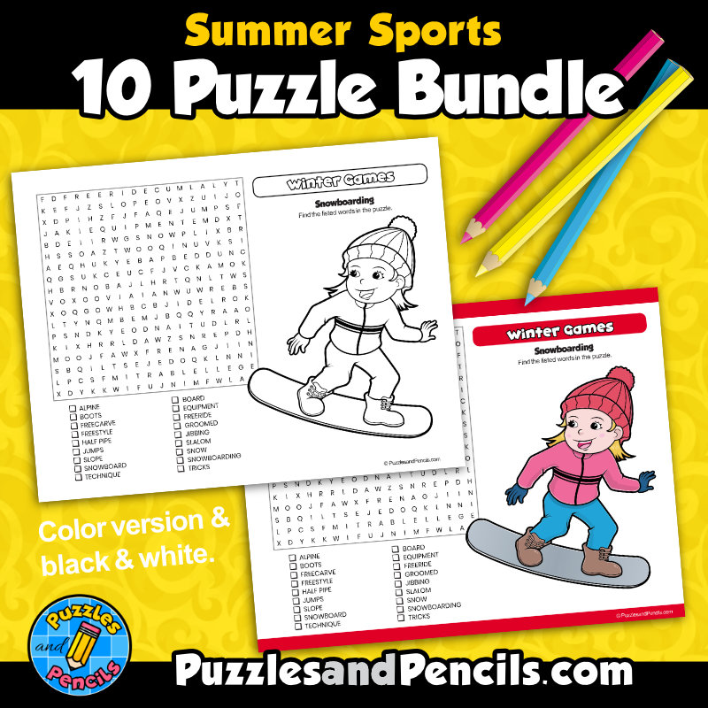 Summer Games Word Search Puzzle Activity BUNDLE | 10 Wordsearch Puzzles ...