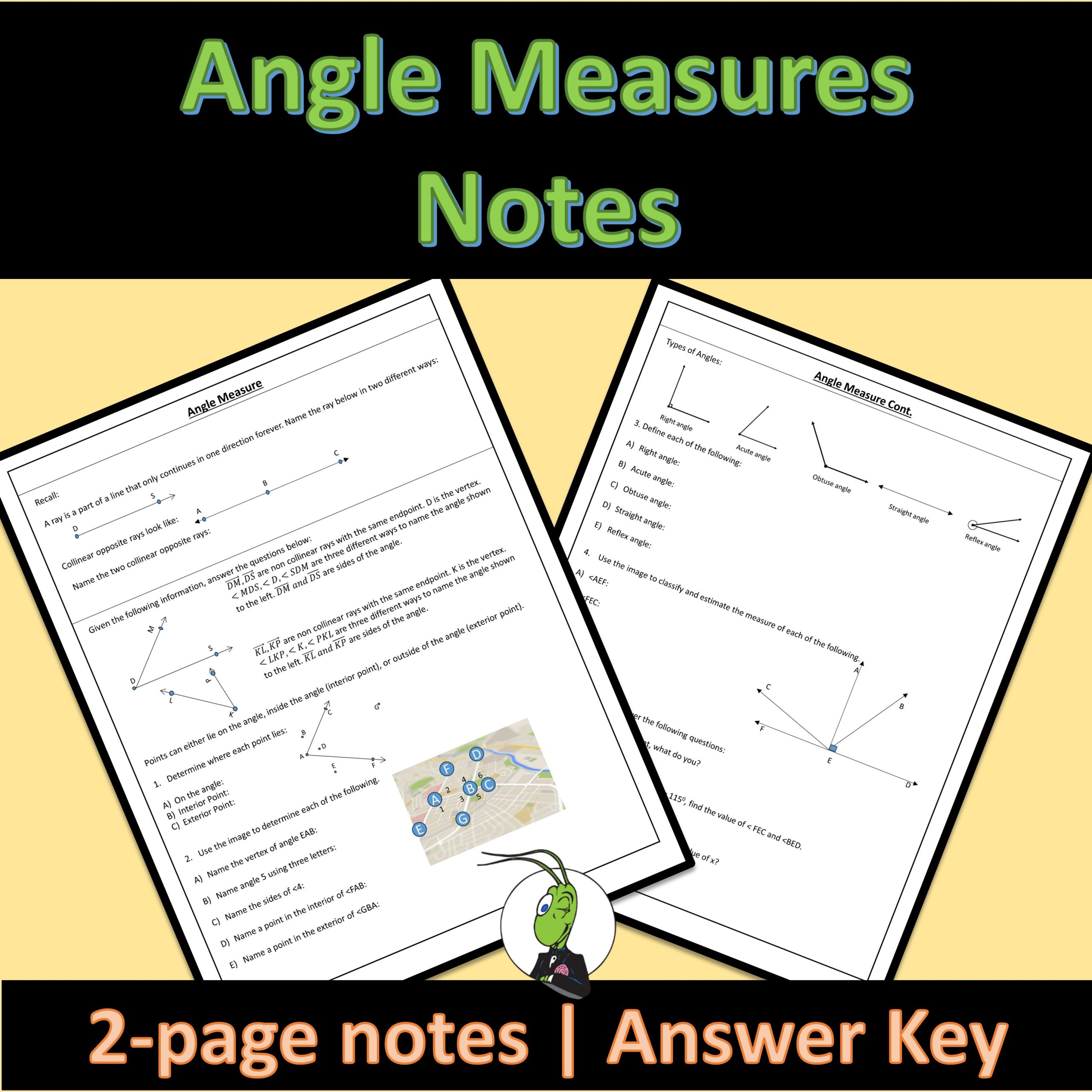 Angle Measure Guided Notes | Tools for Geometry Unit