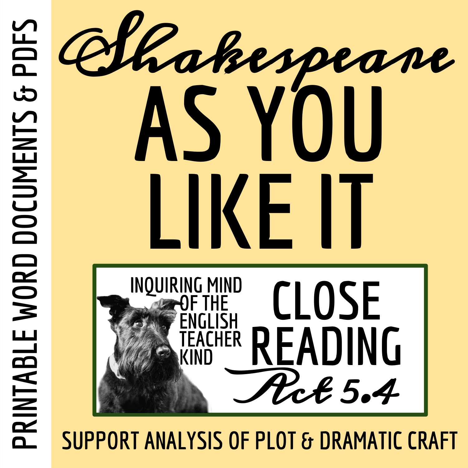 Shakespeare's As You Like It Act 5 Scene 4 Close Reading Analysis Worksheet