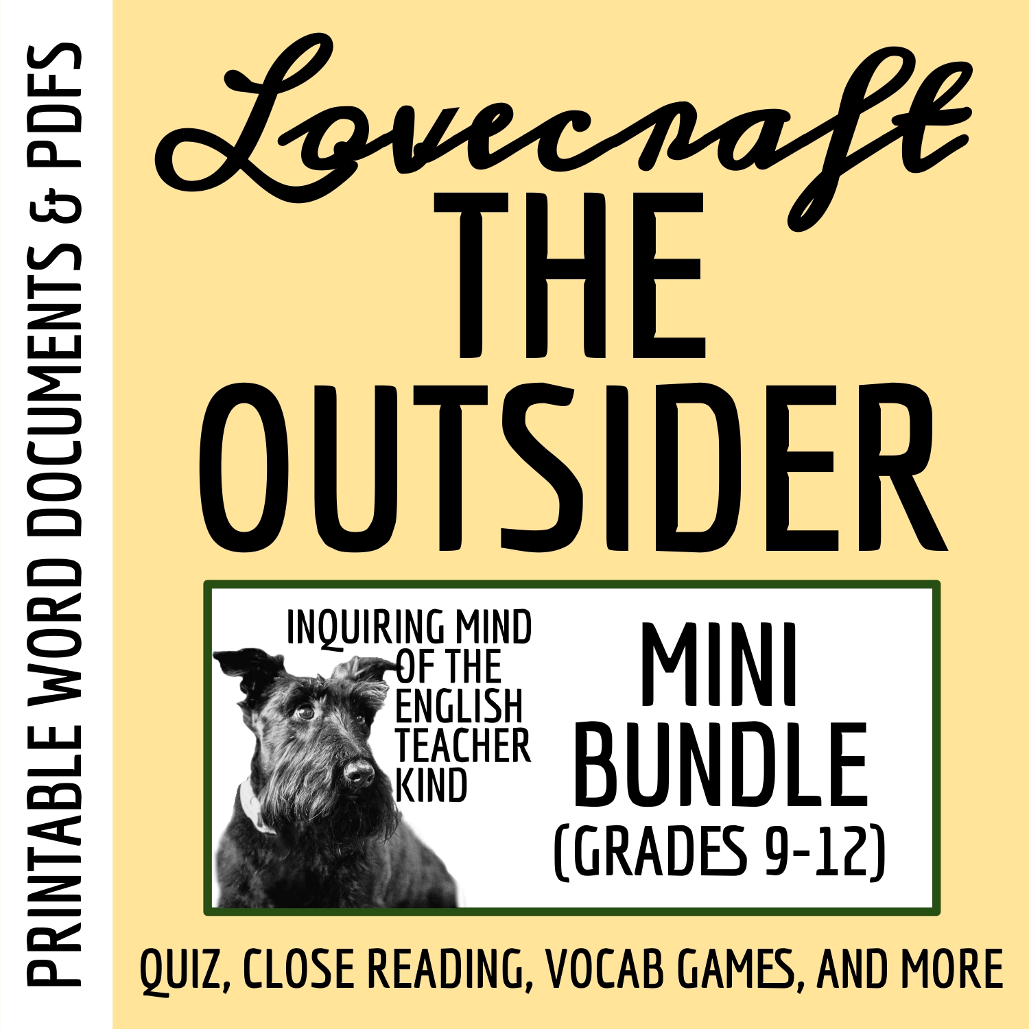 "The Outsider" by H.P. Lovecraft Quiz, Close Reading Worksheets, and Vocabulary Games