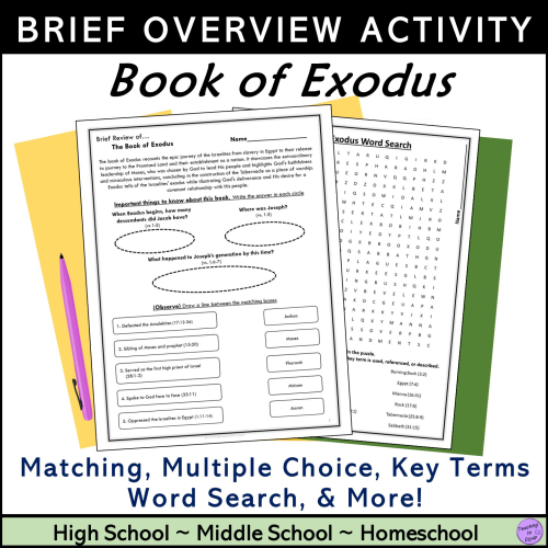 Brief Review of Exodus Bible Book Overview Activity - Made By Teachers