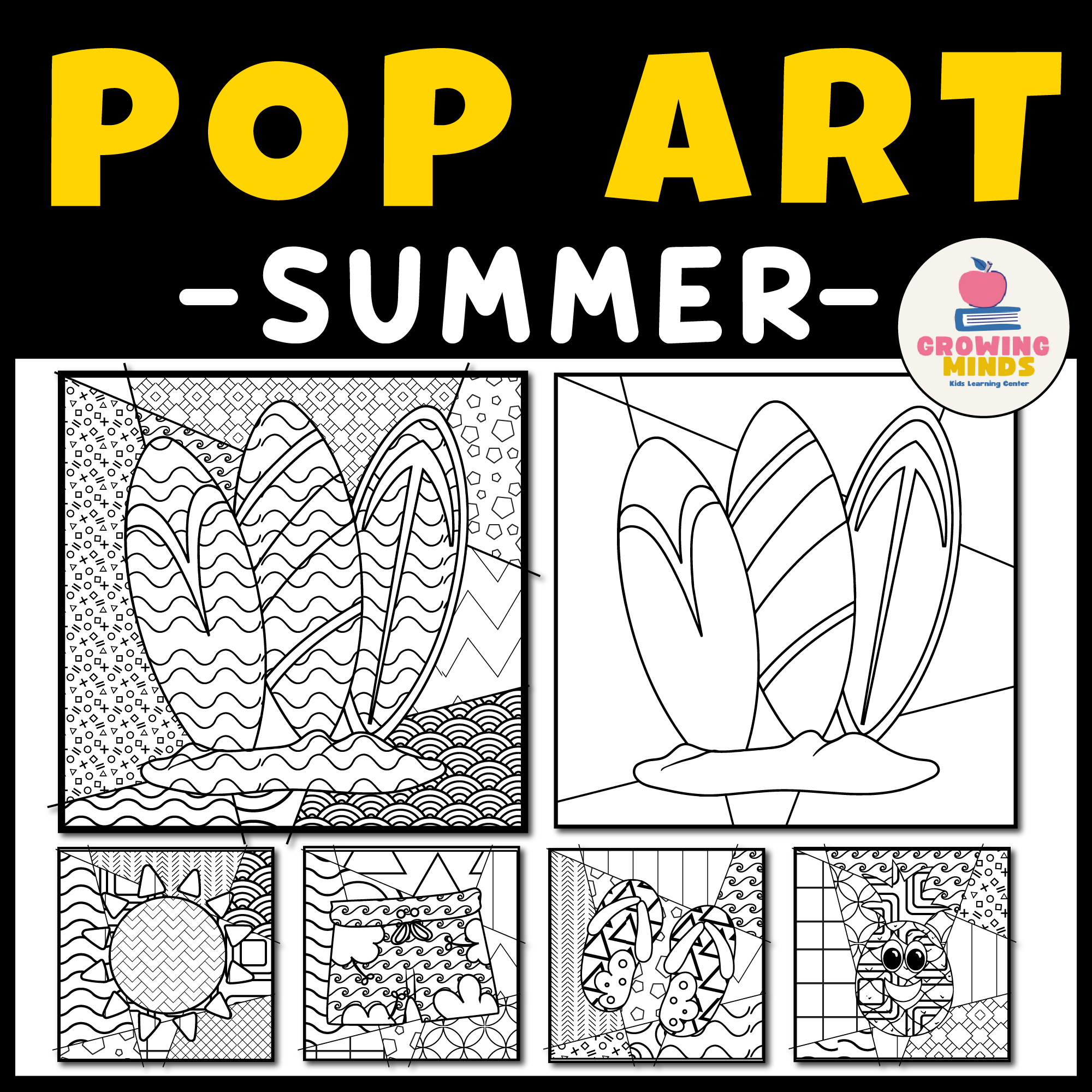 Summer Coloring Page Pop Art Activities - Summer Art Activity - Back To School
