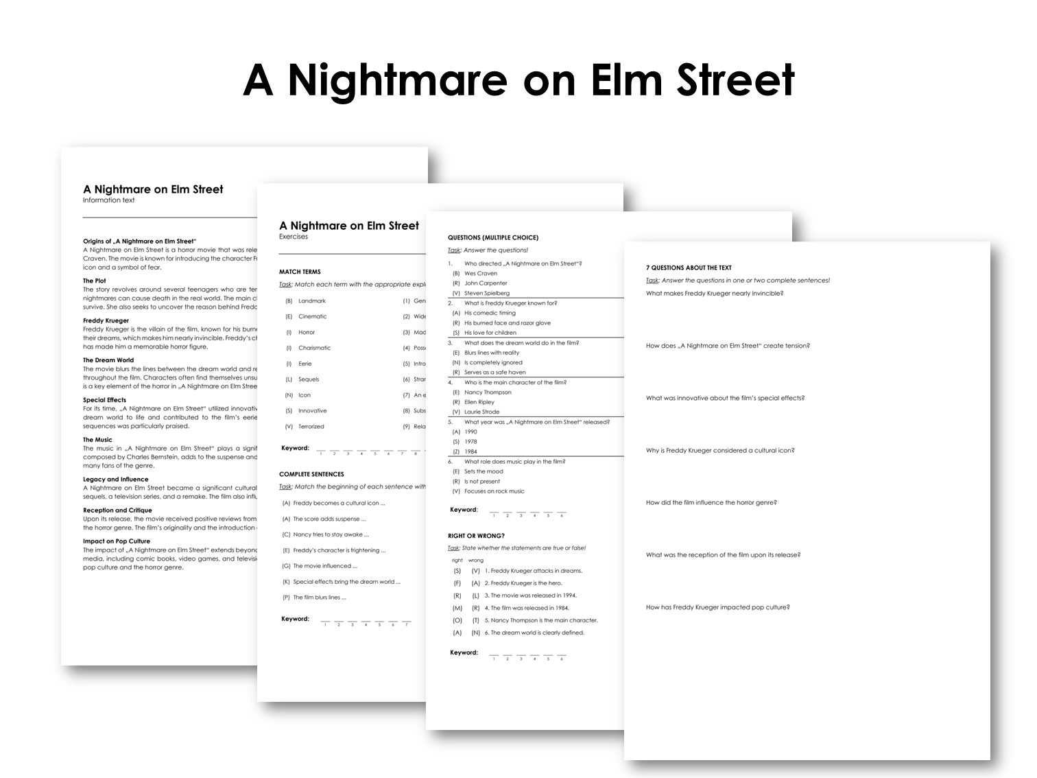 The Movie "A Nightmare on Elm Street"
