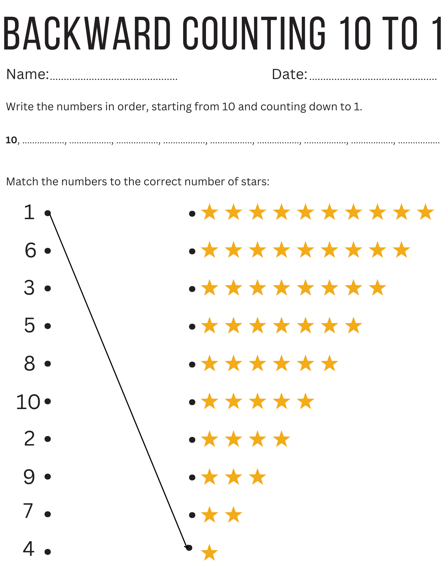 math backward counting 10 to 1 - kindergarten counting backwards from 10