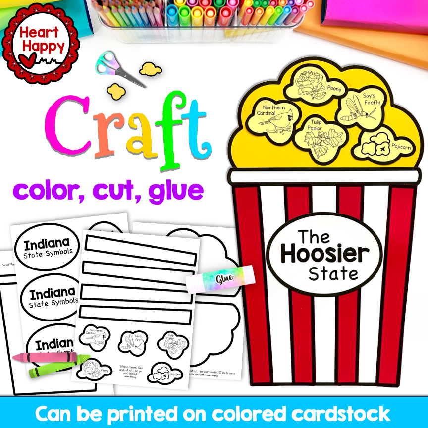 Indiana State Symbols Popcorn Craft