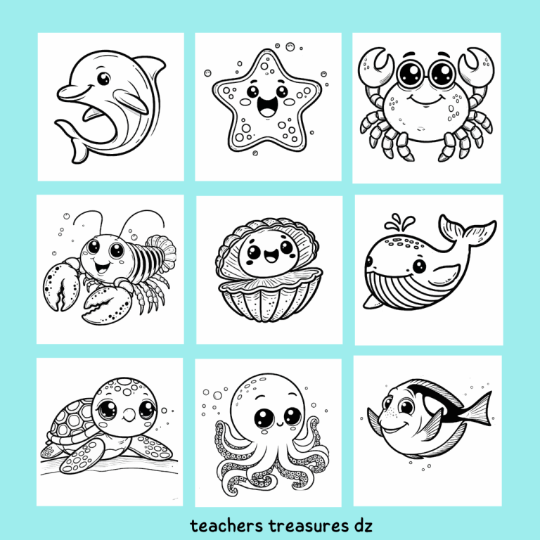 Bold & Easy Cute Ocean Animals Coloring Pages For Kids - Made By Teachers