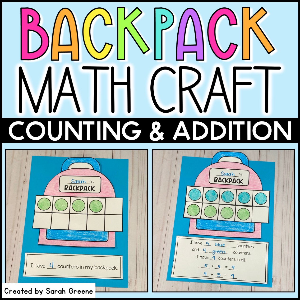 Back to School Backpack Math Craft (Counting & Addition)