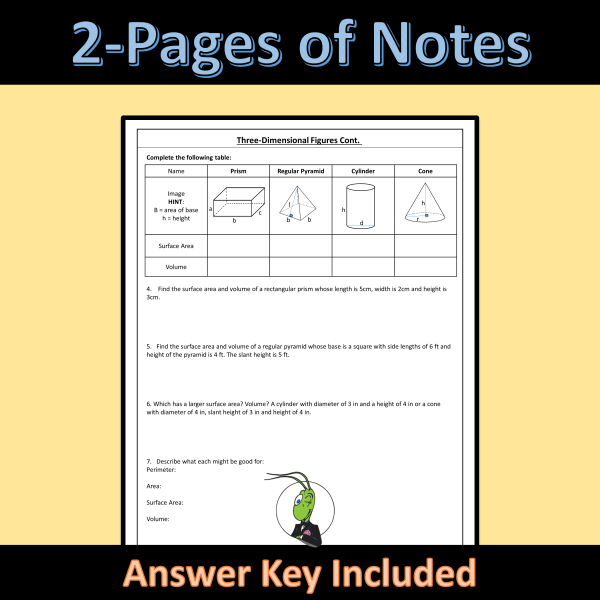 Three-Dimensional Figures Guided Notes 3D | Tools for Geometry Unit ...