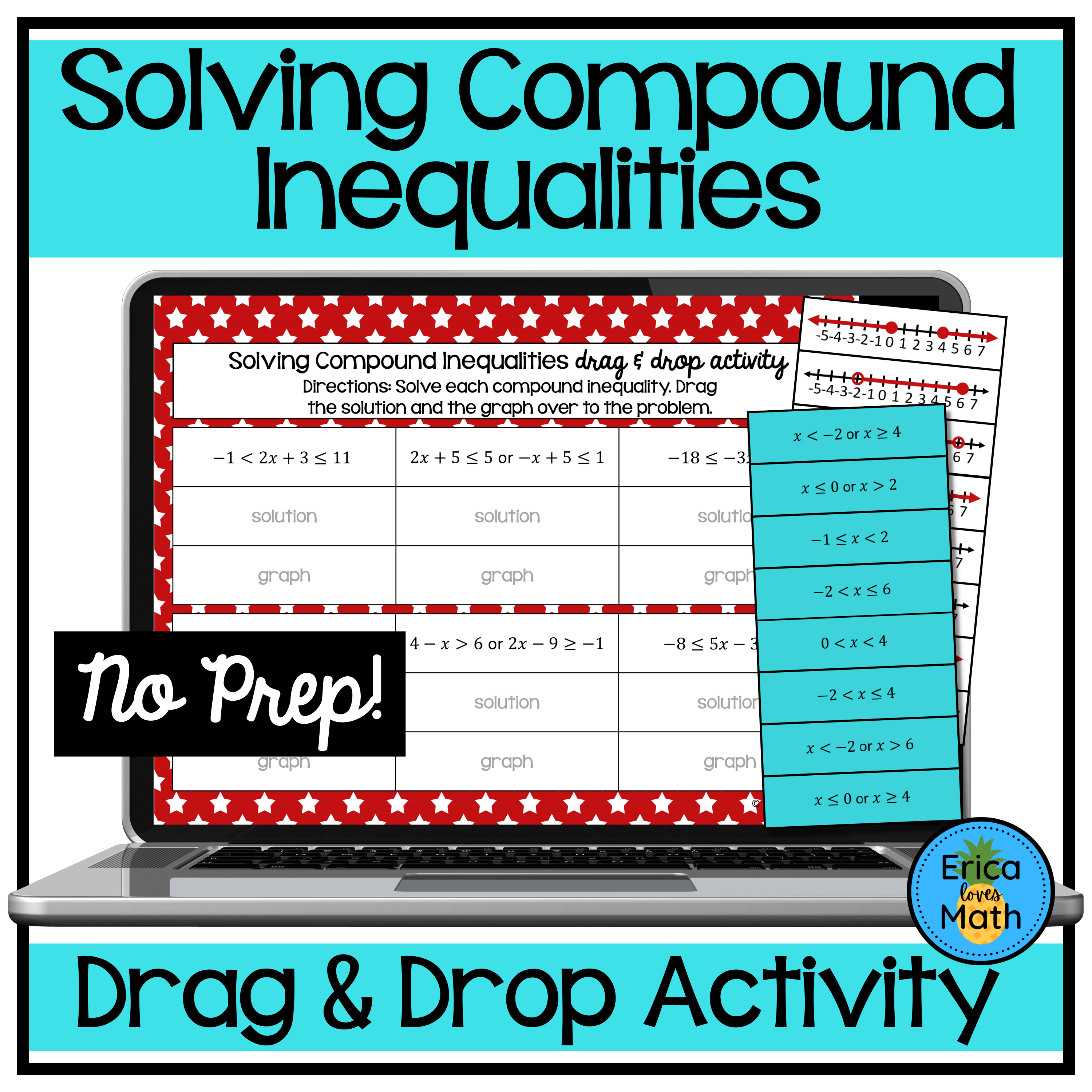 Solving & Graphing Compound Inequalities Digital Drag & Drop Activity