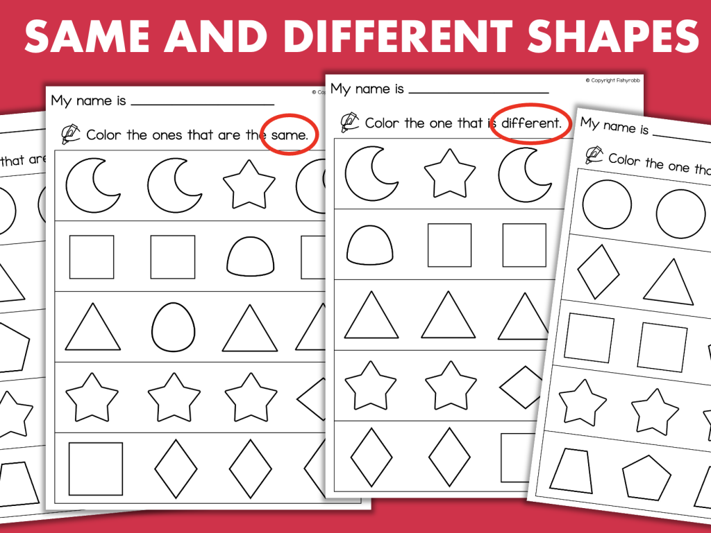 Same & Different Worksheets Visual Discrimination Objects Shapes ...