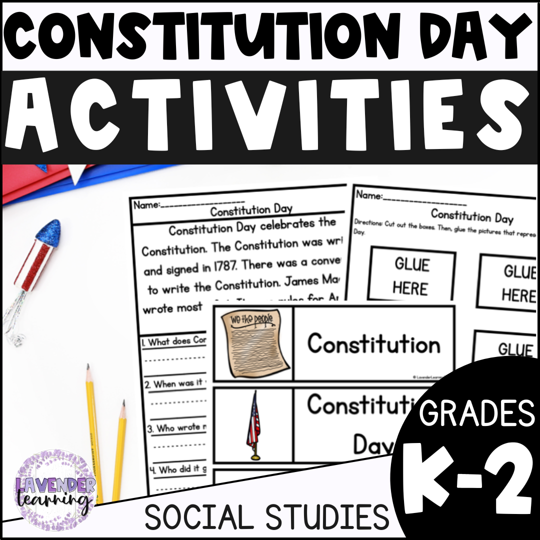 Constitution Day Activities for Kindergarten & 1st Grade - Worksheet Word Search
