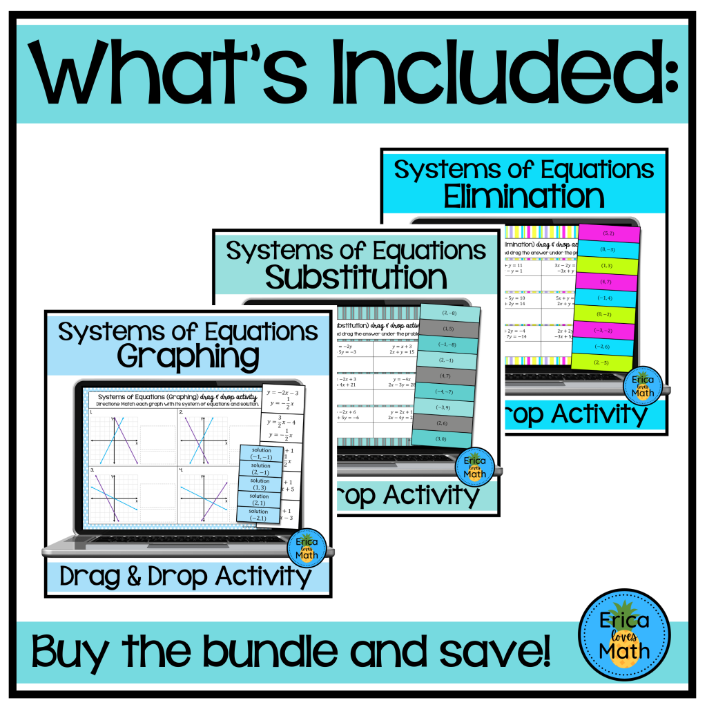 Solving Systems of Equations Digital Activity Drag & Drop Mini-Bundle ...