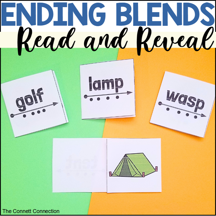 Ending Blends Words Read and Reveal Cards for Blending