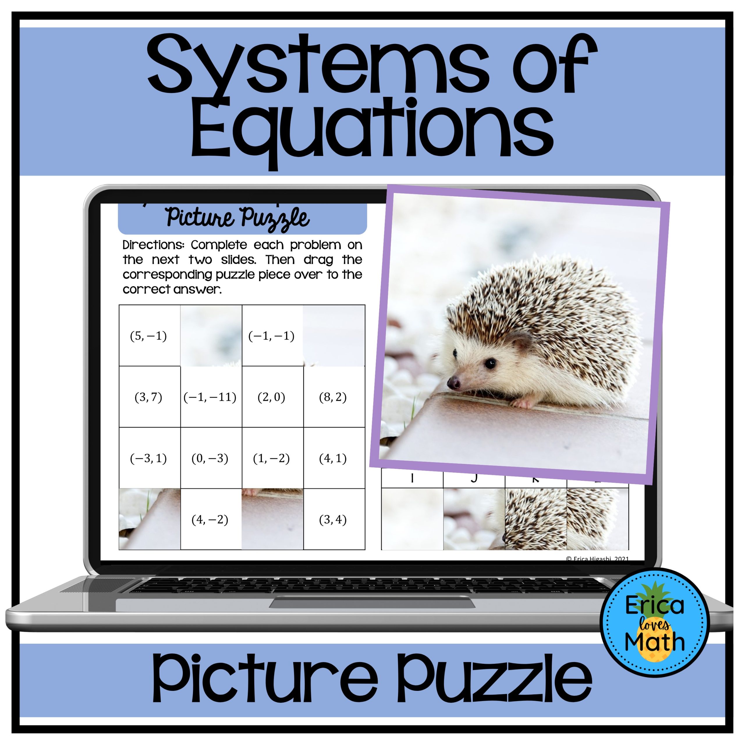 Solving Systems of Equations Digital Activity Picture Puzzle