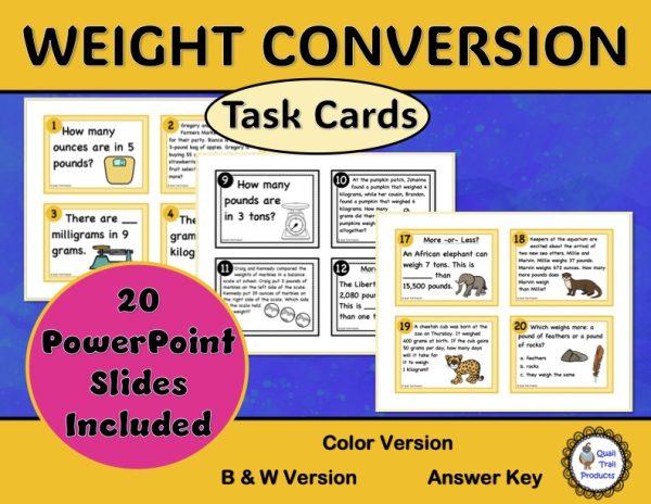Converting Units of Weight Task Cards and Power Point Slides | Made By ...