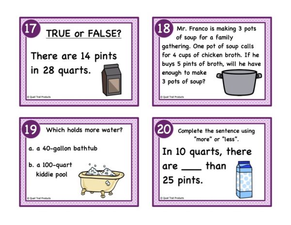 Converting Units of Liquid Volume Task Cards and Power Point Slides ...