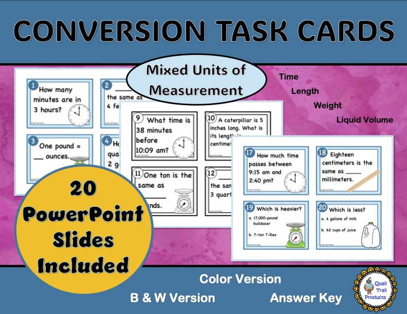 Converting Units of Measurement Task Cards and Power Point Slides