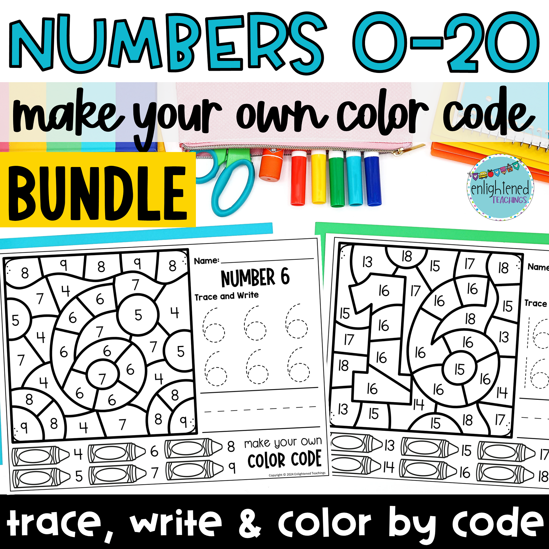 Numbers Color by Code BUNDLE Numbers 0-20