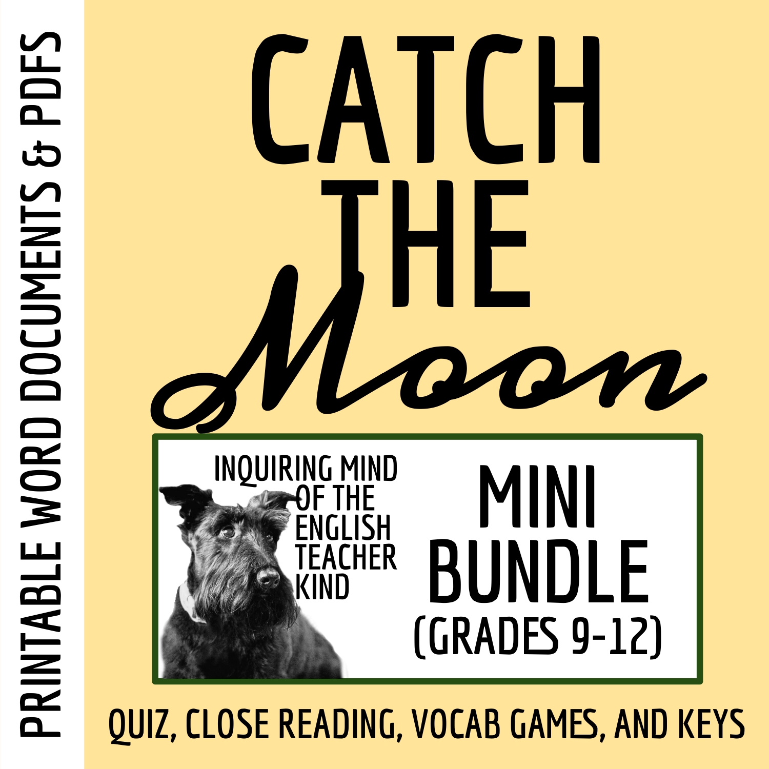 "Catch the Moon" Quizzes, Vocabulary Games, and Close Reading Worksheet Bundle