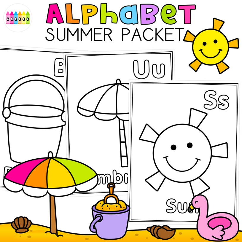 Summer Beach Coloring Pages for Toddlers | Preschool Summer Packet End of the Year