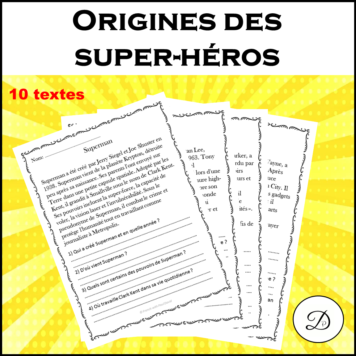 Compréhension de lecture - Rentrée scolaire (10 textes) / French Back ...