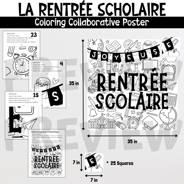 La Rentrée scolaire collaborative poster, French back to school ...