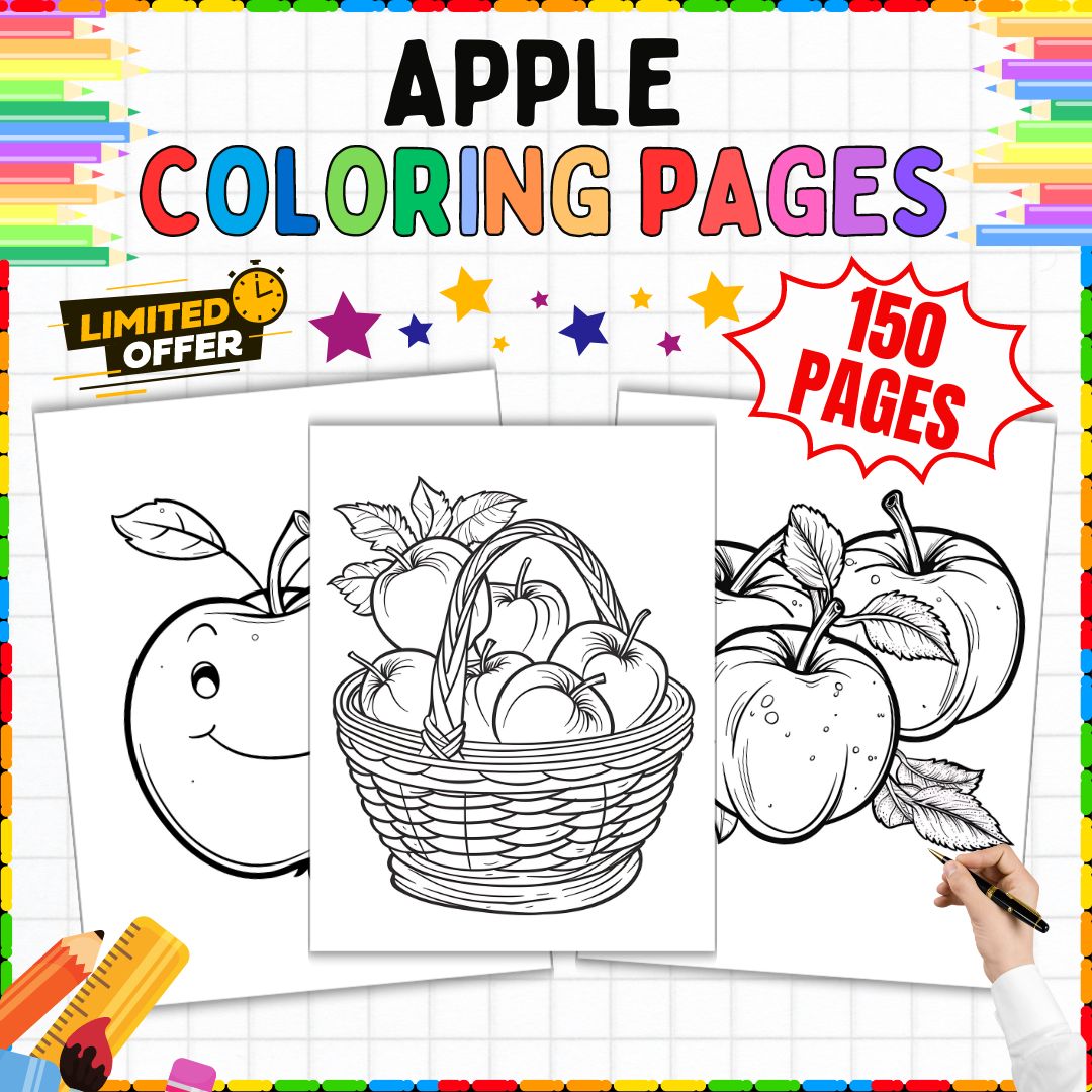 Apple Coloring Pages | 150 Sheets | Fall, Back to School, Autumn Activities, K-2