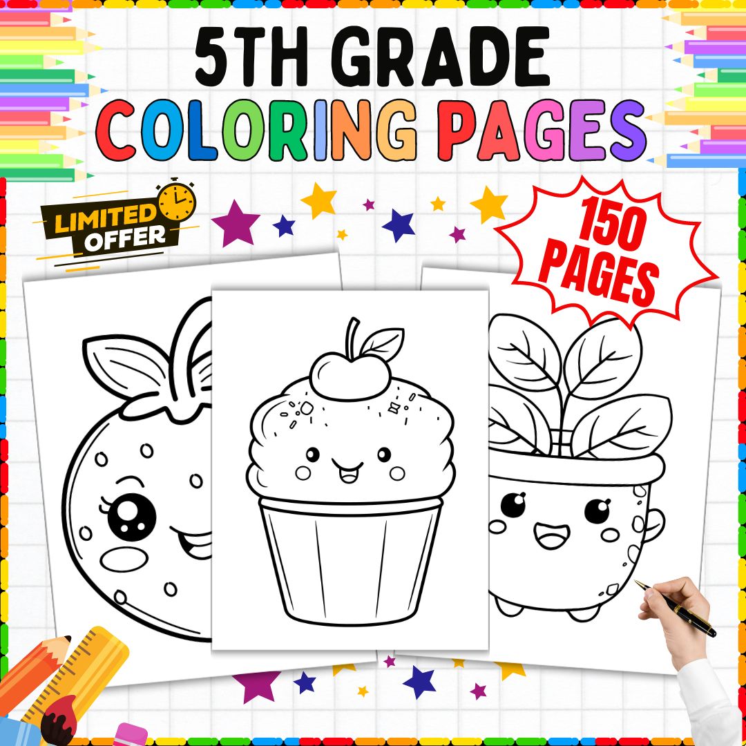 150 Coloring Worksheets for 5th Grade | Back to School Printable Activity Pages